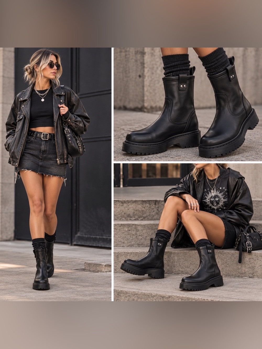 Dr Martens Aniston Lo leather biker boots black 7